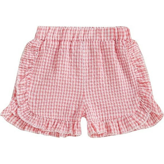 TOOYOU Toddler Girls Casual Shorts Summer Elastic Waist Ruffle Hem Shorts Bottoms Lightweight Shorts For Girls Size 9-12 Months Pink