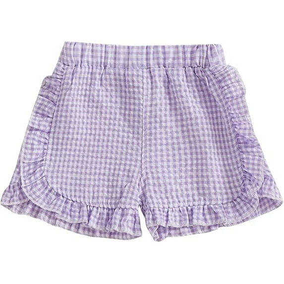 TOOYOU Toddler Girls Casual Shorts Summer Elastic Waist Ruffle Hem Shorts Bottoms Versatile Shorts For Girls Size 3-4 Years Purple