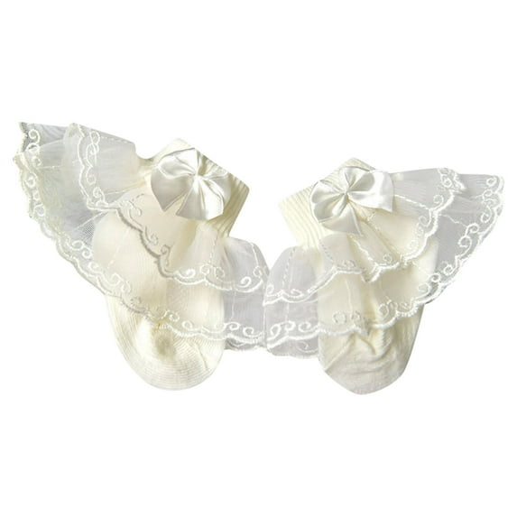 TOOYOU Toddler Girls Dress Socks Baby Ruffle Socks Cute Frilly Lace Socks Cotton Teen Girl Socks Size 5-8 Years