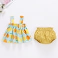 thumbnail image 1 of TOOYOU Toddler Girls Outfits Summer Sleeveless Flower Cherry Lemon Prints Tops Shorts Two Piece Outfits Set For Kids Sweet Girl'S Clothing Set Blue Size 12-18 Months, 1 of 4
