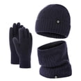 thumbnail image 1 of TOOYOU Winter Hat Autumn And Winter Fashionable Warm Thickened Wool Hat Scarf Glove Three Piece Set For Winter Outings And Leisure Activities Navy, 1 of 3
