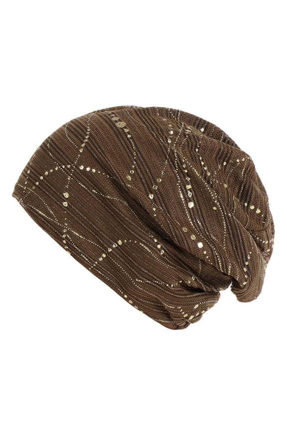 Women Baggy Slouchy Beanie Chemo Hat Cap Slouchy Snood Hat Cancer Headwear Brown