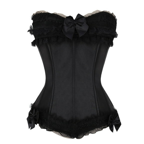 TOOYOU Women Corset Top Lace Lace Bony Bow Court Corset Shapesome Top