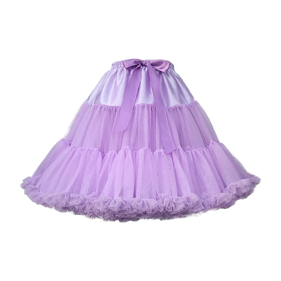 TOOYOU Women Mesh Tutu Skirt Lengthened Double Layer Short Skirt Dance Skirt
