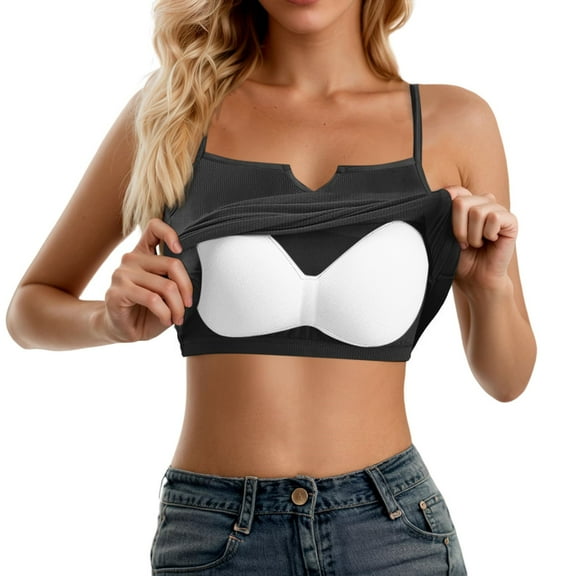 TOOYOU Women Tank Tops Summer Casual Sleeveless Cami Tops Adjustable Thin Strap Basic Built-In Shelf Tank Top Matching Camis