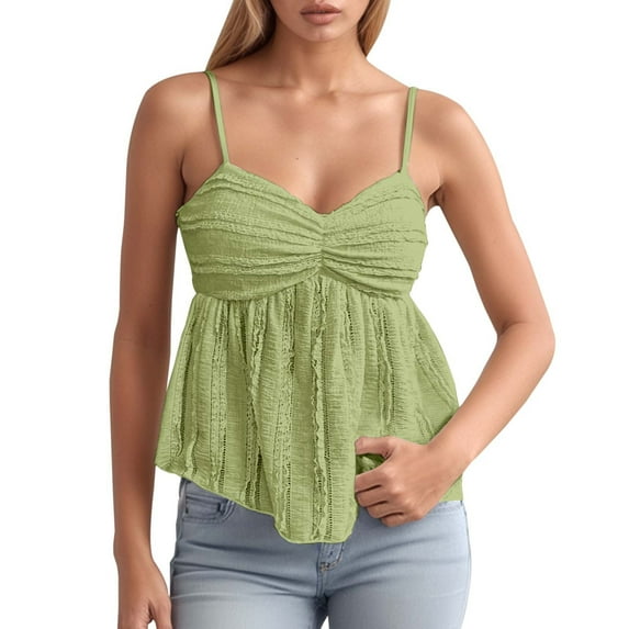 TOOYOU Women Tank Tops Summer Casual Sleeveless Cami Tops Fashion Chiffon Lace Trim Vest Top Daytime Relaxed Tank