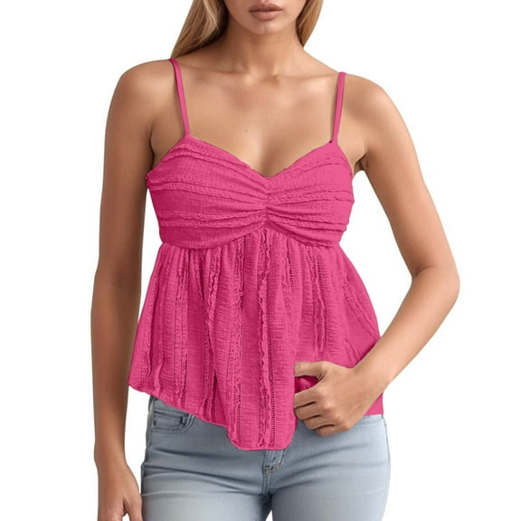 TOOYOU Women Tank Tops Summer Casual Sleeveless Cami Tops Fashion Chiffon Lace Trim Vest Top Streetwear Racerback Tanks