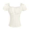 thumbnail image 1 of TOOYOU Women Top Vintage Shirt With One Shoulder Short Sleeve Top, 1 of 4