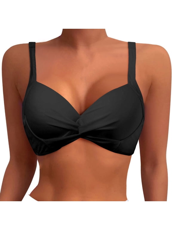 Women Underwire Bikini Top Push Up Bathing Suit Top Padded Bra Swimsuit Top Swimwear Black
