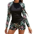 thumbnail image 1 of TOOYOU Women's Surfing Wetsuit Swimwears Rash Guards New Printed Swimsuit Round Neck Long Sleeved Conservative Split Surfing Suit Black, 1 of 9
