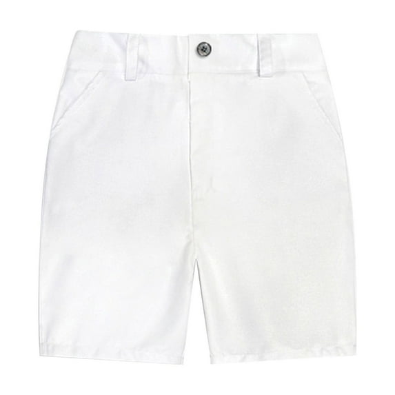 TOOYOU Youth Boys Shorts Kids Dress Chino Casual Shorts With Pockets Back To School Shorts For Boys Size 9-10 Years White