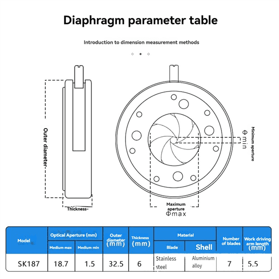 TOP! 1.5-18.7MM Manual Aperture Adjustable Mechanical Iris Diaphragm for Digital Camera Microscope SK18.7