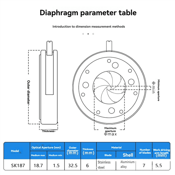 TOP! 1.5-18.7MM Manual Aperture Adjustable Mechanical Iris Diaphragm for Digital Camera Microscope SK18.7