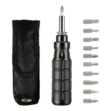 10-in-1 Multibit Ratchet Screwdriver Set - Includes Phillips, Slotted, Torx, Hex Bits & Nut Driver, With Belt Pouch