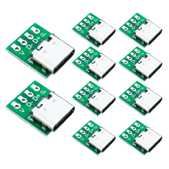 TOP! 10 PCS TYPE-C USB3.1 16 Pin Female to 2.54mm Type C Connector 16P Adapter Test PCB Board Plate Socket for Data Transfer