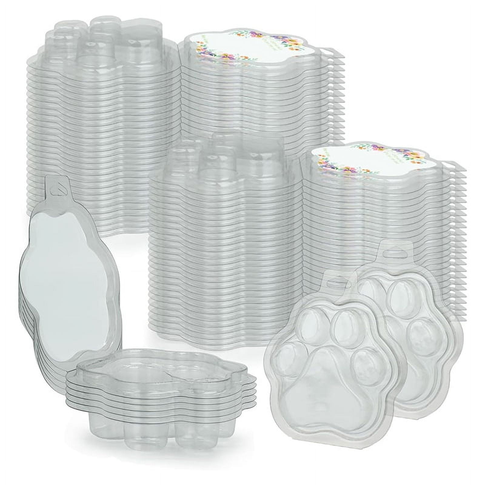 TOP! 100 Pack Wax Melts, Cat'S Transparent Empty Plastic Melt Container for CorelessTart Candles