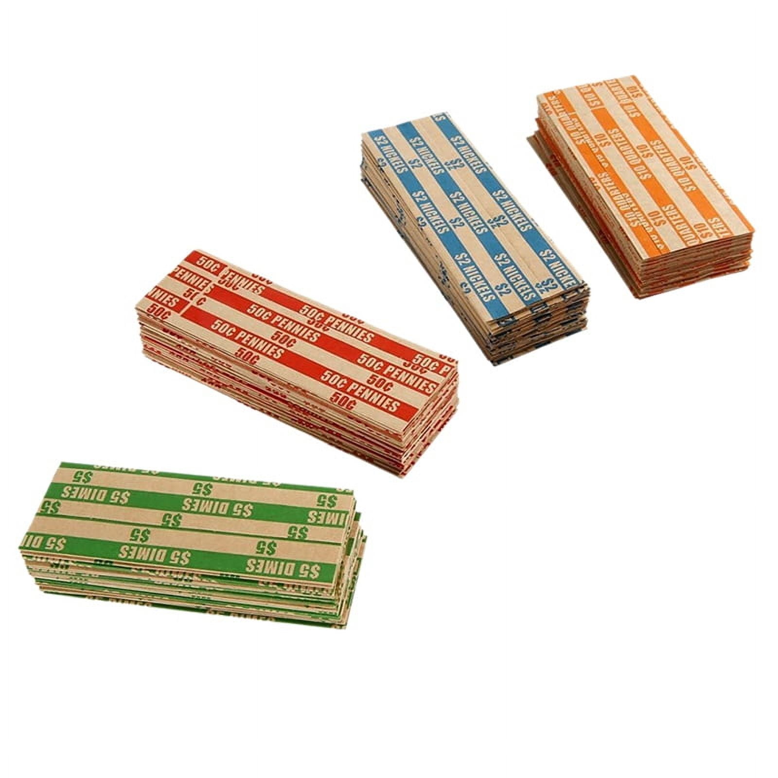 1000 Assorted Flat Striped Coin Wrappers - Pennies, Nickels, Dimes, Quarters pwm25