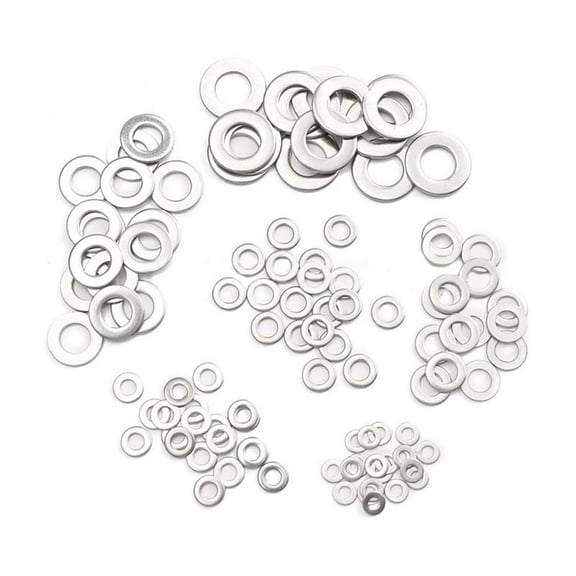 TOP! 105pcs 304 Flat Stainless Steel Washers M3 M5 M6 M8 M10 for Screws Repair Kit Tool
