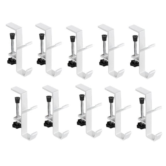 TOP! 10pcs Double-Layer Locking Desk Hook Bag Office Mobile Side Table White