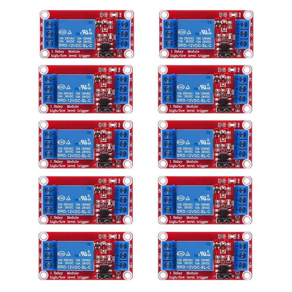 TOP! 10pcs Relay Module DC 12V Board 1 Channel with Optocoupler Isolation Support High or Low Level