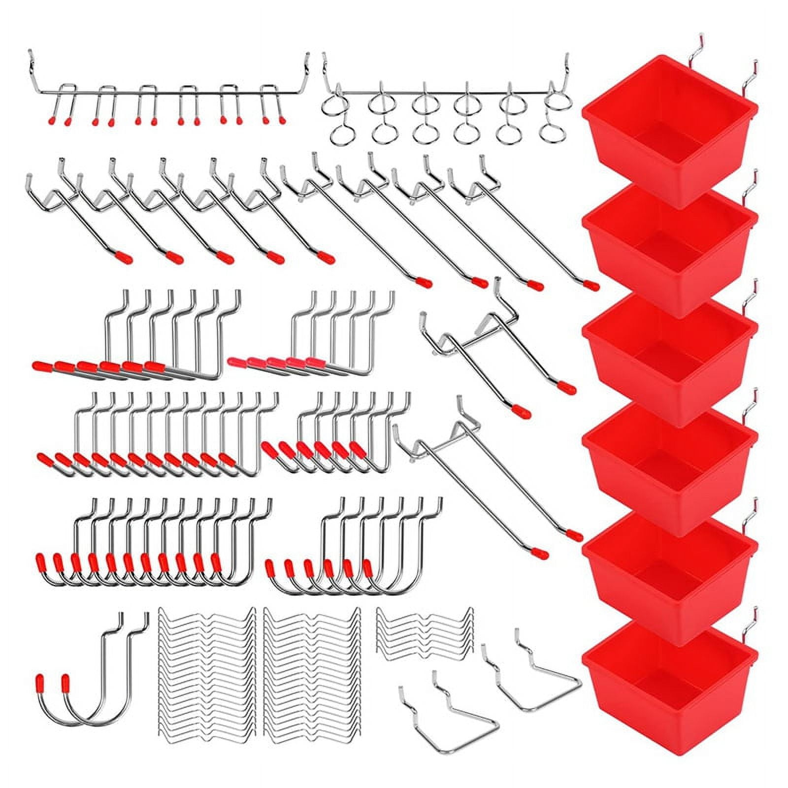 TOP! 121 Piece Pegboard Hooks Set,Pegboard Accessories with Metal Hooks, Peg Board Organizer Accessories,Pegboard Bins