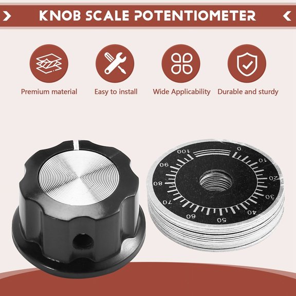 TOP! 15 Sets of A03 Potentiometer Control Knobs and 0-100 Scale Plates Bakelite Knob Digital Set