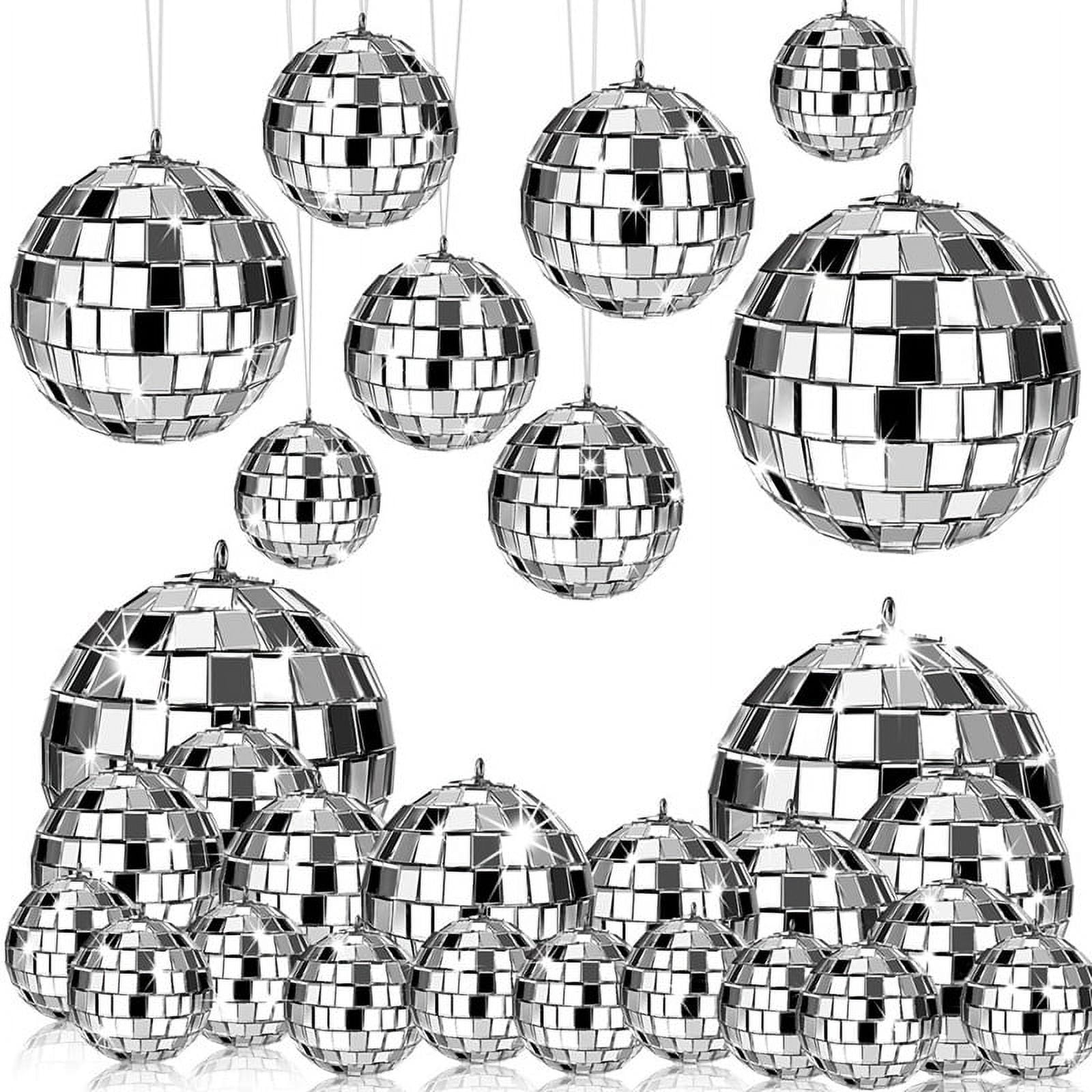 TOP! 24 Pcs Mirror Disco Ball Hanging, Glass Decor, Decorations, for Holiday Decor with Rope