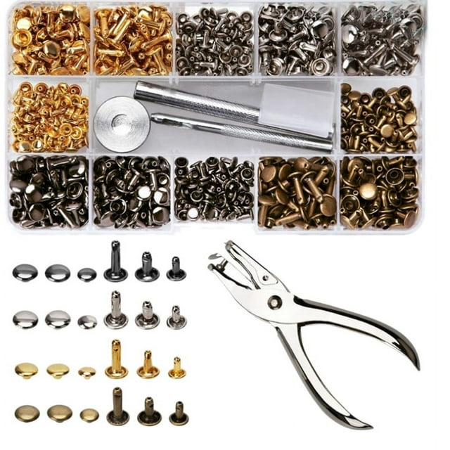 TOP! 240Pcs/Set Leather Rivets Double Cap Rivet with 4Pcs Fixing Tools ...
