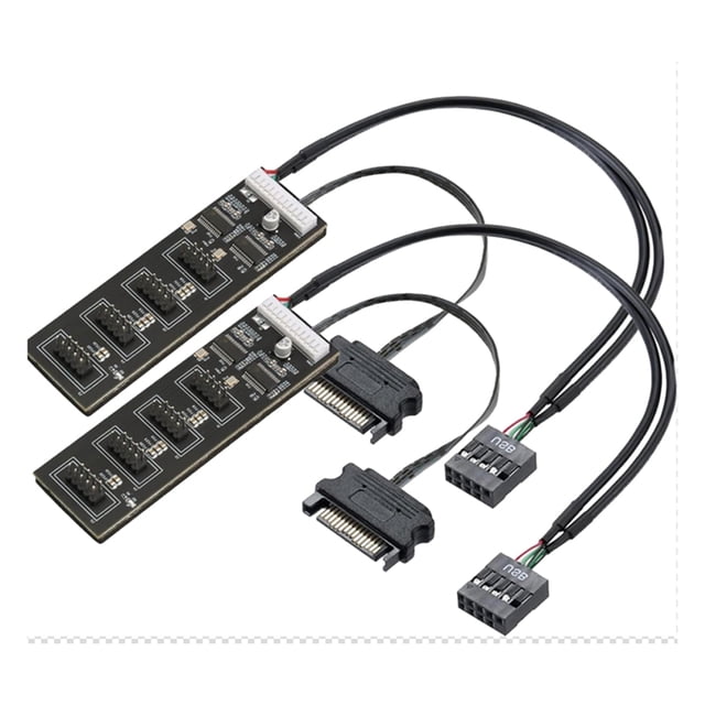 TOP! 2Pcs 9Pin USB Header Splitter with SATA Power Cable,Internal Hub ...