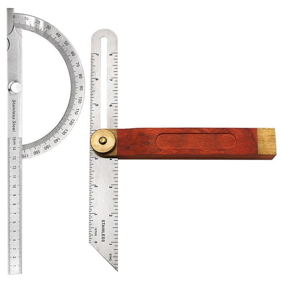 TOP! 2Pcs Angle Protractor, T Bevel Finder with Wooden Handle Sliding T-Bevel Gauge for Carpenter