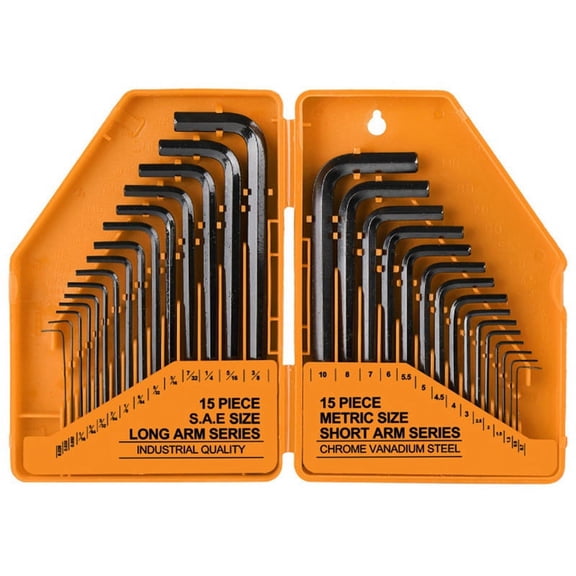 TOP! 30-Piece Hex Key Set Ball Wrench Metric Inch Tool