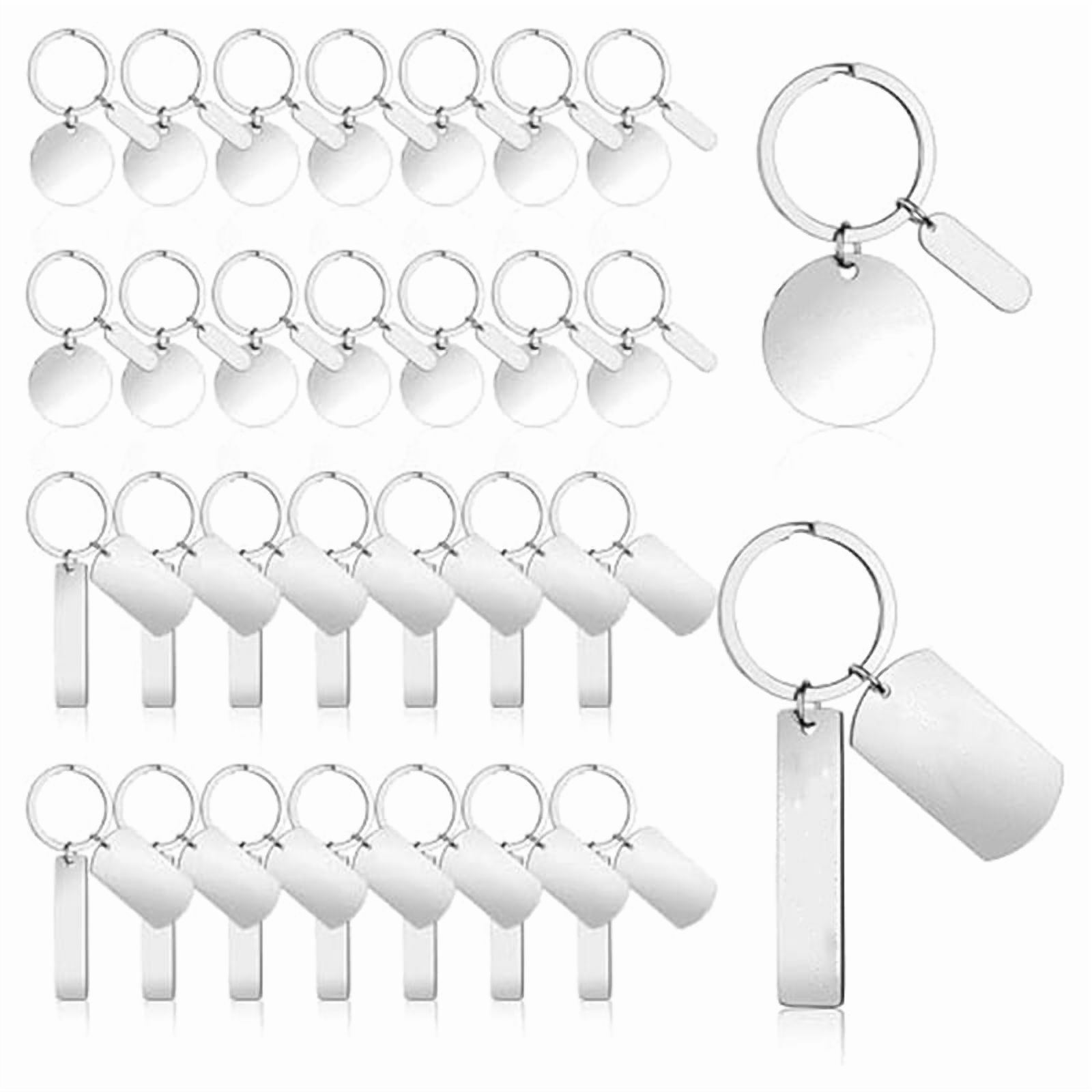 30Pcs DIY Engravable Metal Keychain Blanks Metal Stamping Blanks for Engraving Stainless Steel Blank Key Ring Tags