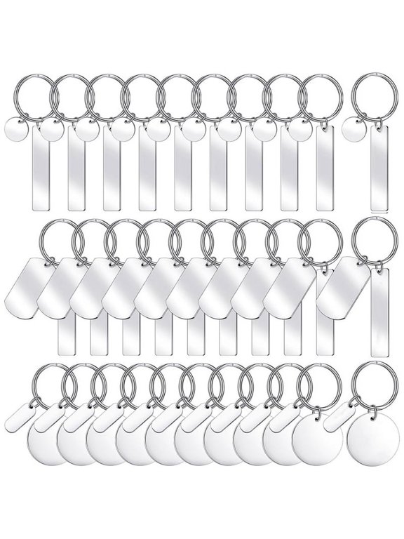 TOP! 30Pcs Engravable Metal Keychain Stamping Blanks for Engraving Stainless Steel Blank Key Ring Tags,Stamping Tags