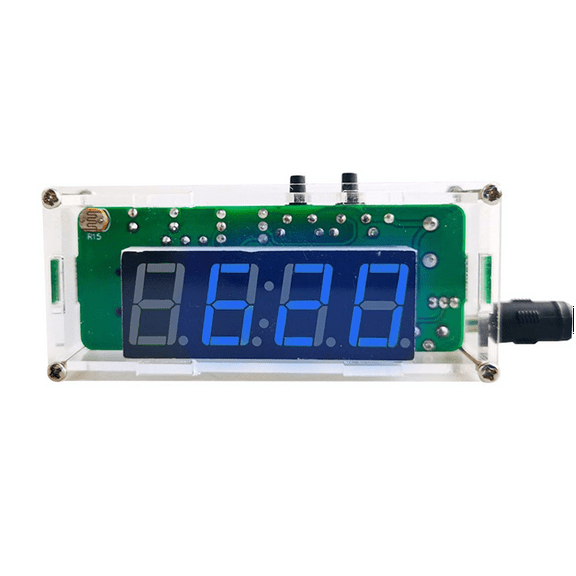 TOP! 4-Digit Digital DIY Clock Kits with Acrylic Shell, Alarm Soldering Practice Kit for Learning Electronics,B