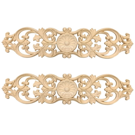 TOP! 40Cmx10Cm Woodcarving Decals Carved Corner Flower Home Decoration Cabinet Door Bed Decorative Patch Onlay Wood Applique
