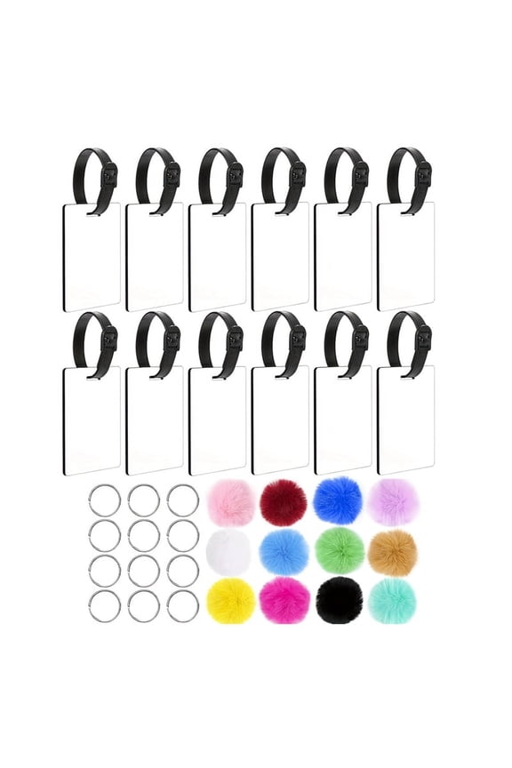 TOP! 48pcs Blank Sublimation Luggage Tags, Double Sided MDF Suitcase Label Tag White Backpack Travel Bag Name Tags