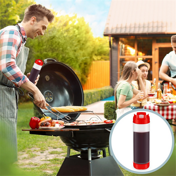 TOP! 4Pcs Squeeze Bottles Refillable 20 Oz,Inverted Plastic Tip Large Valve Dispenser Condiment Bottle