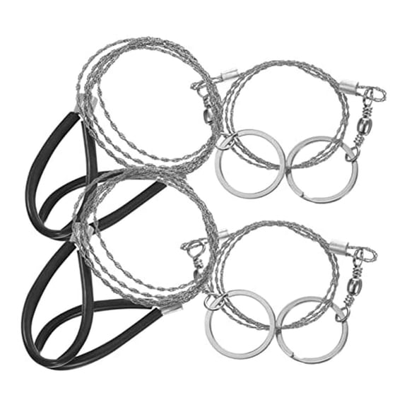 4Pcs Wire Saw Chain Garrote Wire Rope Chainsaw Survival Pocket Chainsaw Specialty Tools Hand Tool Pocket Tools,1 set x Cable saws,Silver & Black
