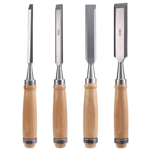 TOP! 4Pcs Wood Chisels Tool Set Chrome-Vanadium Steel Carving Woodworking Tools for Carpenter 6/12/18/24mm