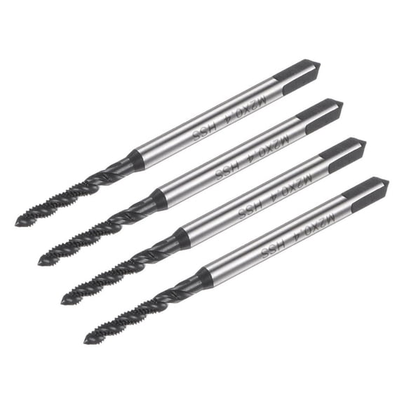 TOP! 4pcs Spiral Flute Thread Taps, M2 X 0.4 Nitride Coated Metric Screw Tap, High Speed Steel Machine Tapping Threading Tool