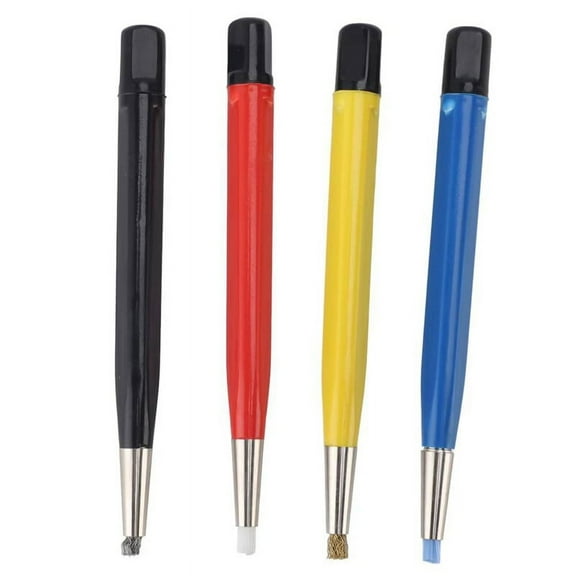 TOP! 4pcs Watch Rust Cleaning Pen Scratch Brush Set Portable Fiberglass Nylon Steel Brass for Electrical Circuit Boards