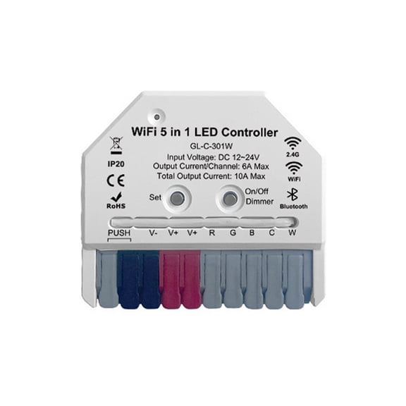 HOT 5-in-1 WiFi LED Light Strip Controller Tuya App,Voice and 2.4G Remote Control Supported Ideal for Home Lighting