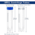 thumbnail image 1 of TOP! 50ml Plastic Centrifuge Tubes with Screw Cap, 50 PCS Self-Standing Test Tube Conical Cap, 1 of 4