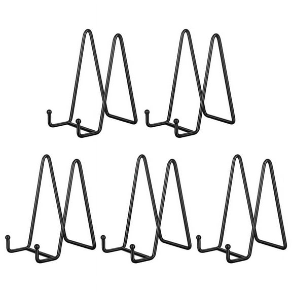 6 Inch 5 Pack Black Metal Display Stands Plate Stand Holder for Picture, Decorative Plate, Book