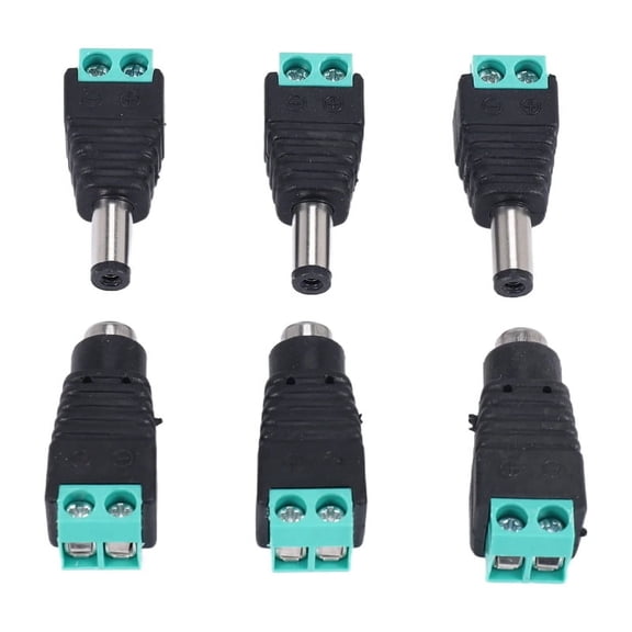 TOP! 6 Pcs 5.5X2.1Mm Female + Male CCTV DC Power Connector Adapter Repar Part