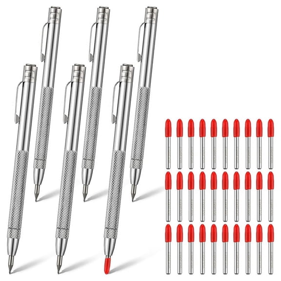 TOP! 6 Pcs Tungsten Carbide Tip Scriber with 30 Replacement Marking Aluminium Magnet Scribe Tool Engraving Pen