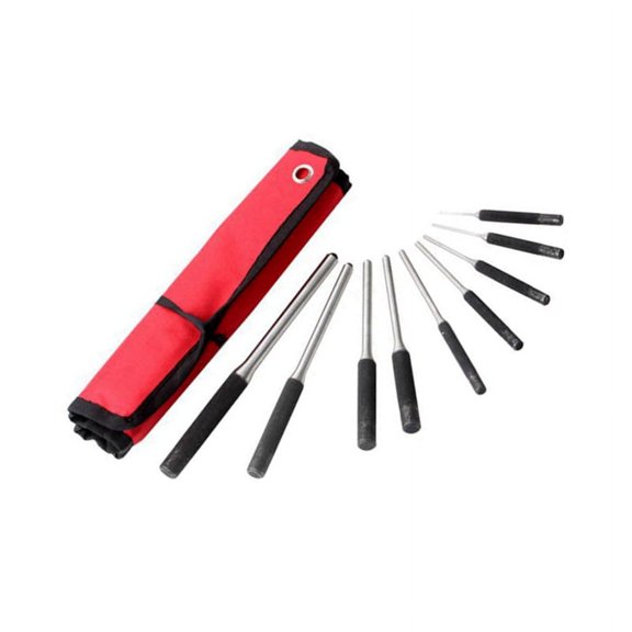 TOP! 9-Piece Steel Multi-Size Round Heads Pin Impact Set Professional Hollow End Driver Chisel Tool