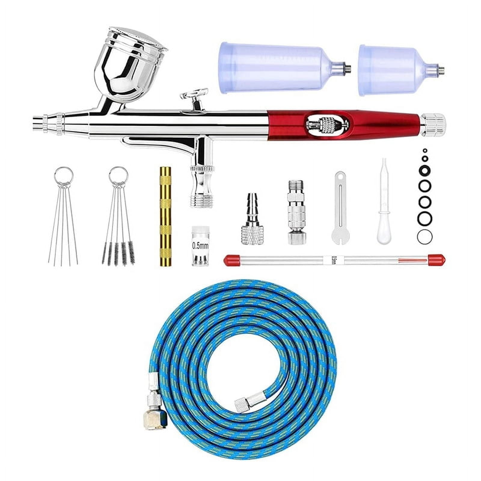 Airbrush Kit Dual-Action Airbrush with 0.3/0.5mm Needles Set 20cc/40cc Cup Air Hose and Cleaning Kit1 x Airbrush Kit (refer to the main picture for detailed accessories)