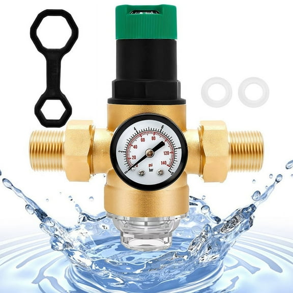TOP! Brass Pressure Regulator 3/4 Inch, DN20 Reducing Valve with Gauge & Filter, Adjustable for Home Industrial Use