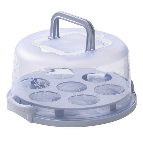 TOP! Cake Box Cupcake Holder with Lid Transparent Carrier Handles ,C